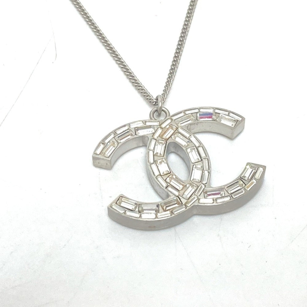 CC Logo Pendant Necklace Silver-Tone Metal