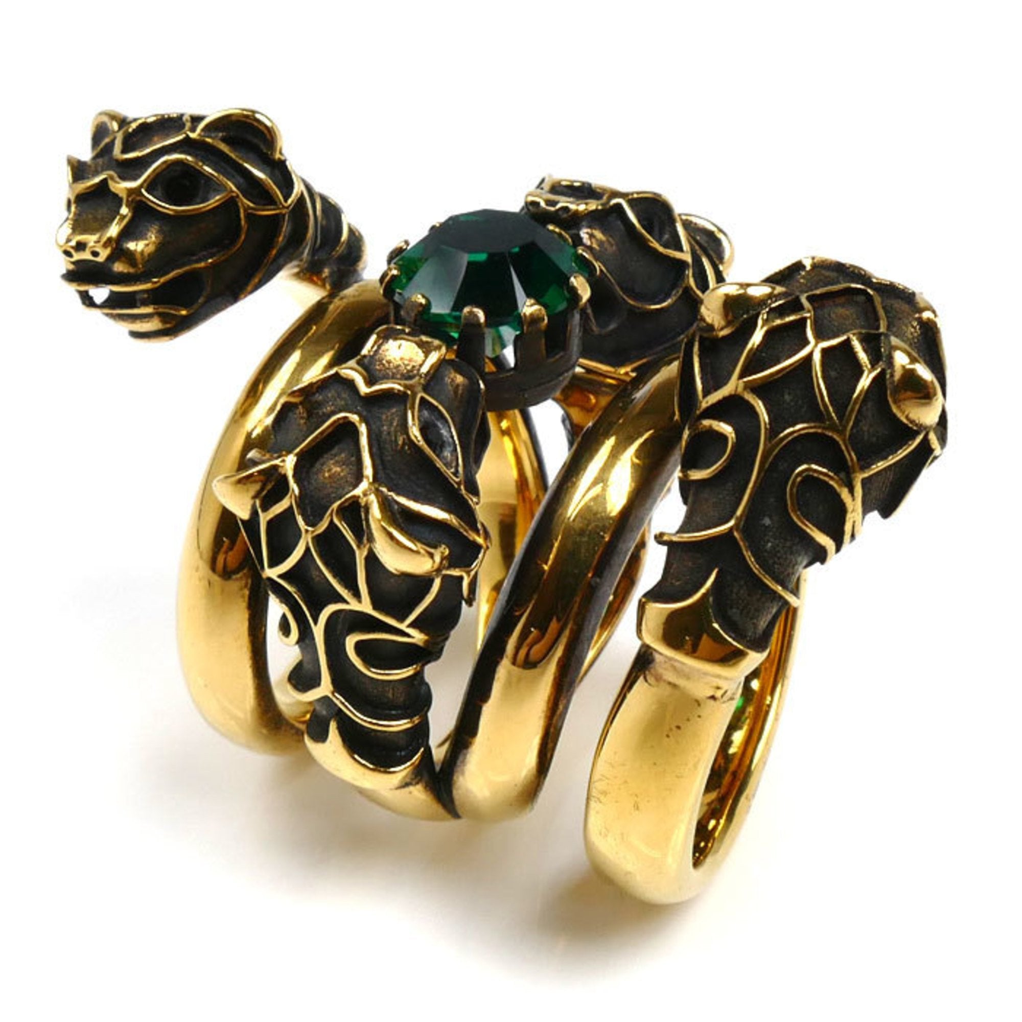 Tiger Head Double Wrap Ring Gold
