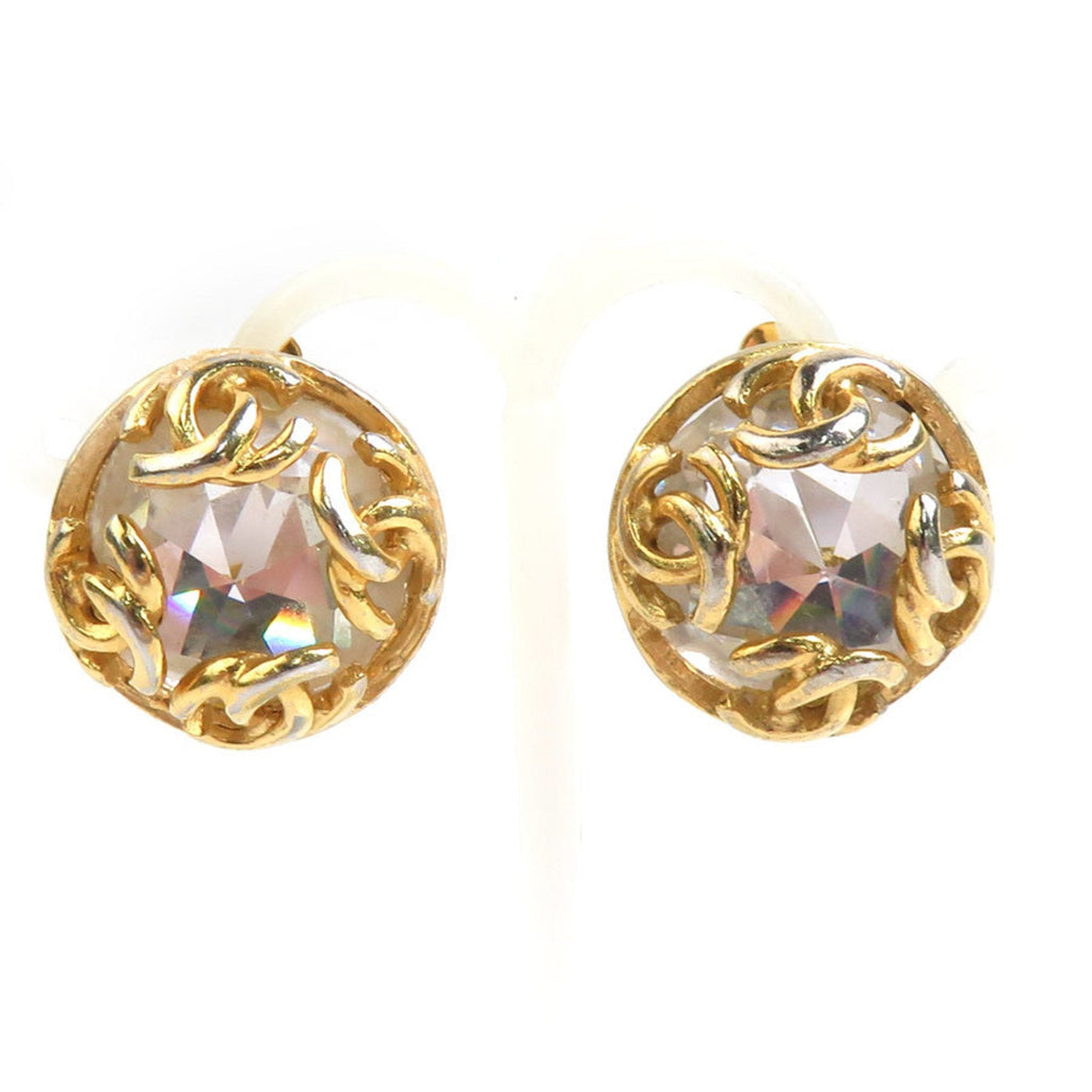 CC Logo Clip-On Earrings Gold-Tone Metal