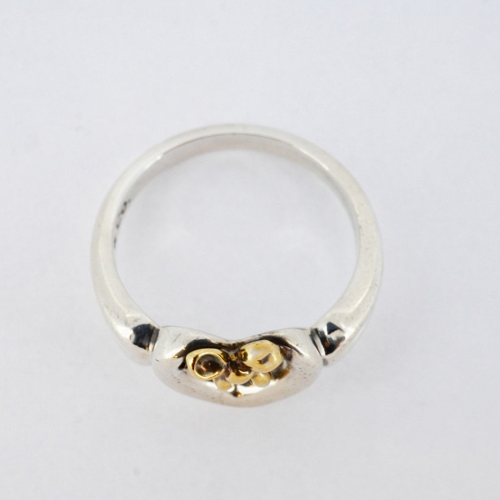 Ribbon Heart Ring 18K Yellow Gold and Sterling Silver