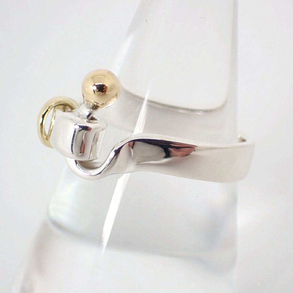 Hook & Eye Ring Sterling Silver and 18K Yellow Gold