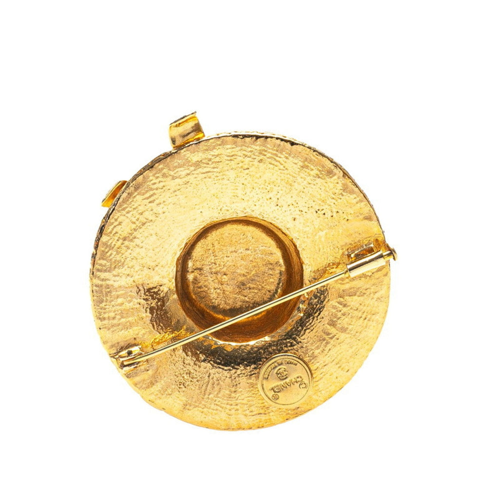 Straw Hat Ribbon Brooch Metal