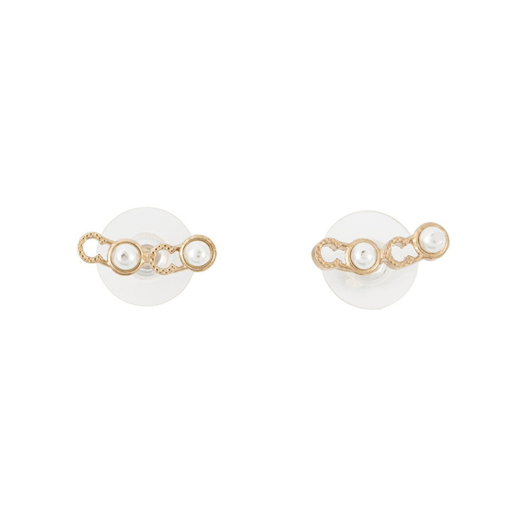 Earrings Pearl Gold-Tone Metal