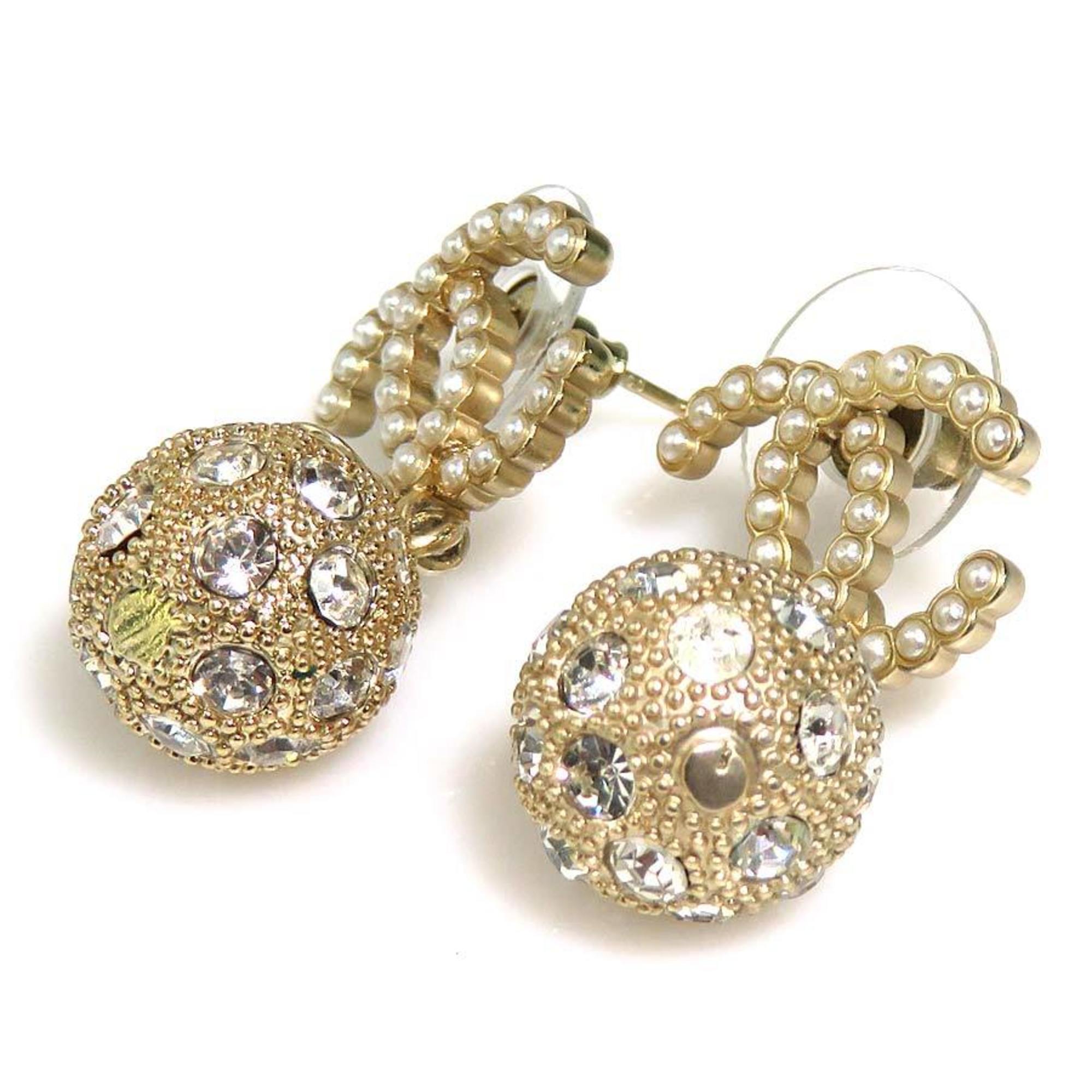 Earrings Pearl Gold-Tone Metal