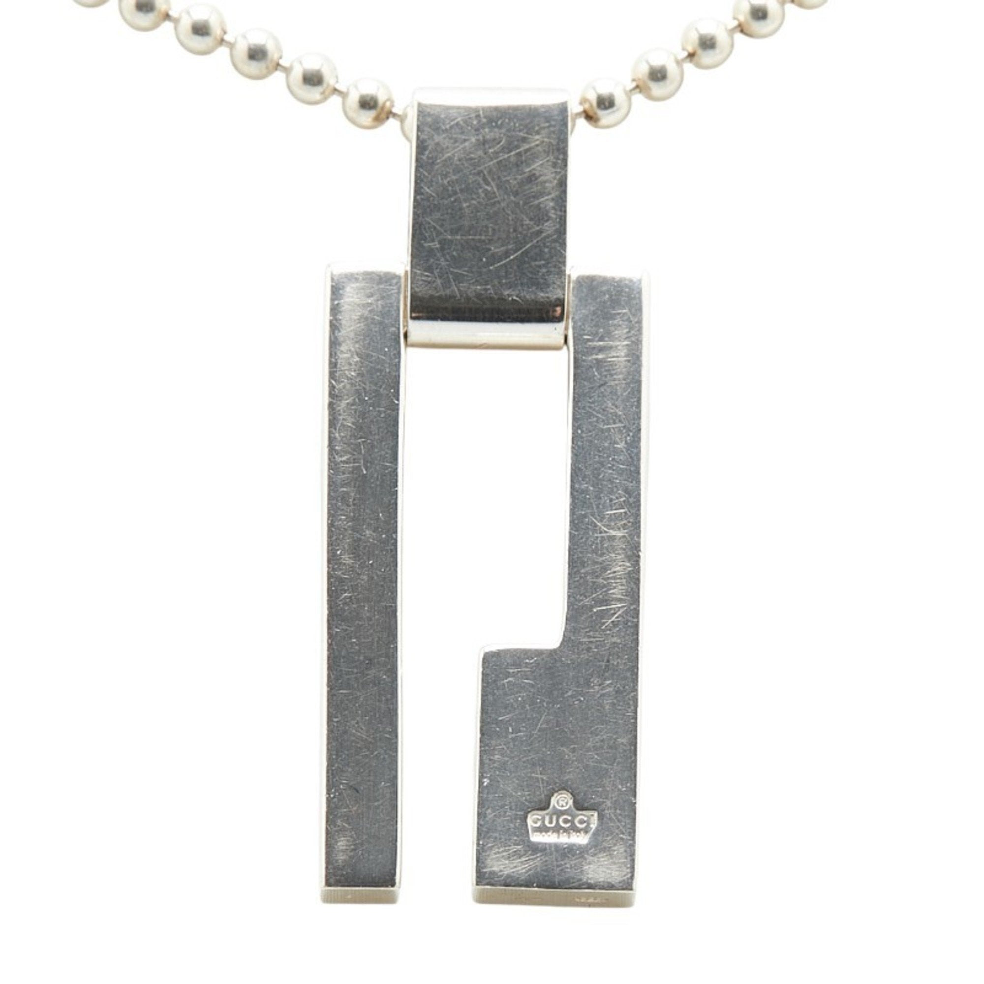 G Plate Pendant Necklace Sterling Silver