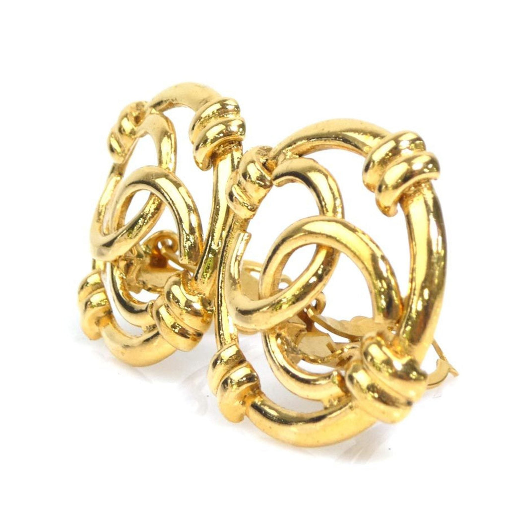 CC Logo Clip-On Earrings Gold-Tone Metal Gold-Tone Metal