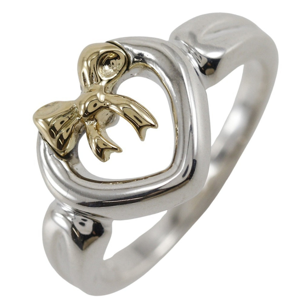 Heart Ribbon Ring Sterling Silver and 18K Yellow Gold