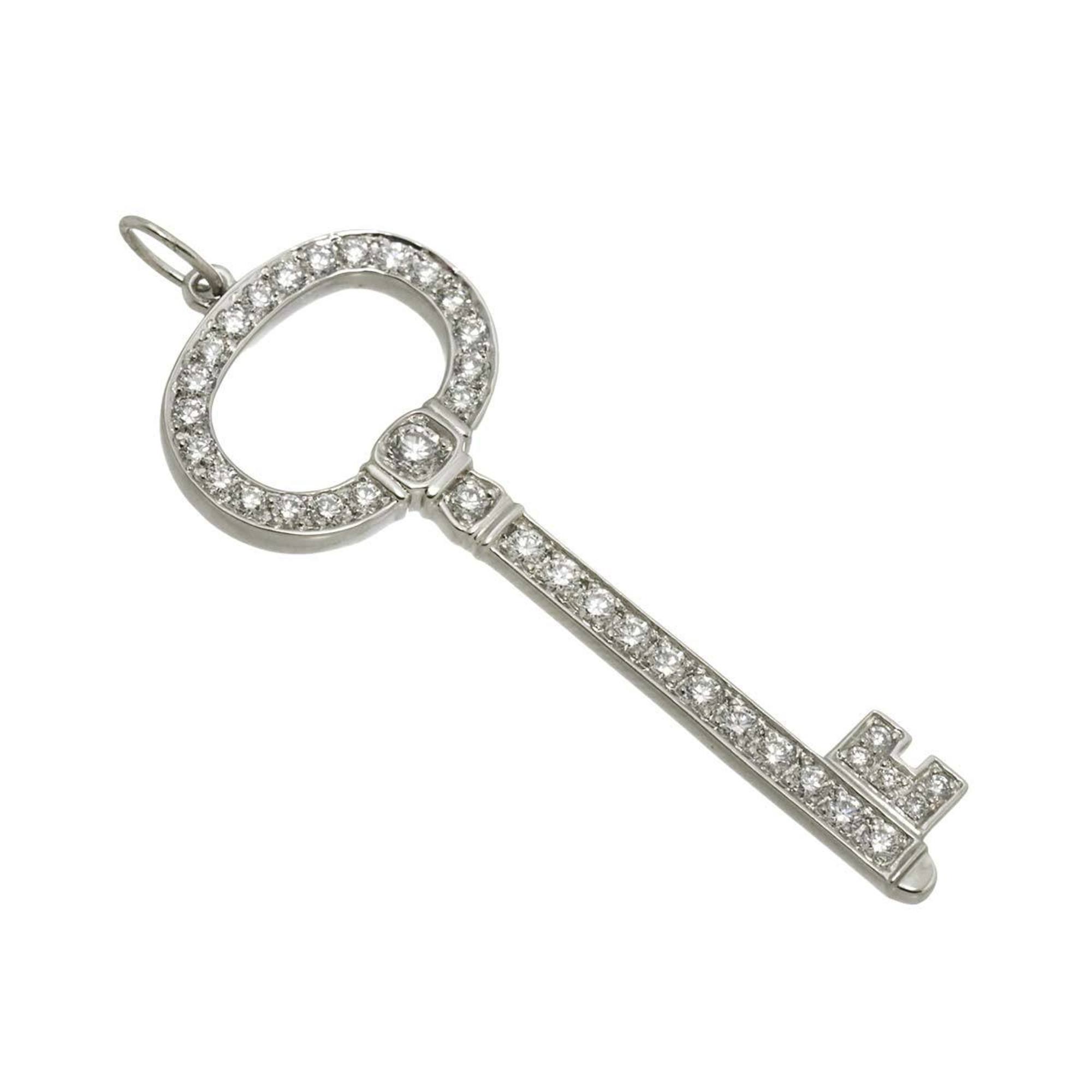 Oval Key Pendant Necklace Platinum with Diamond