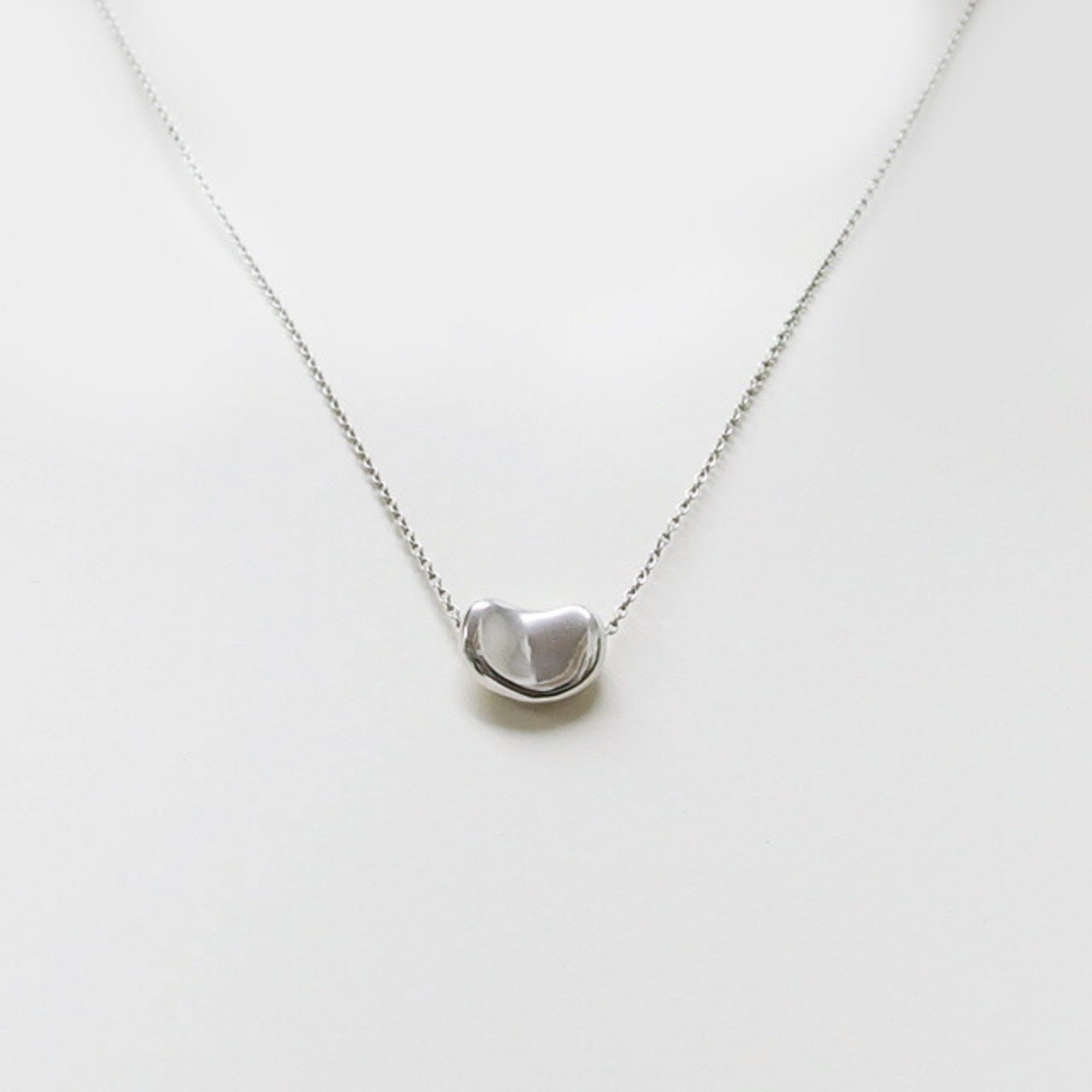 Bean Pendant Necklace Sterling Silver 7mm