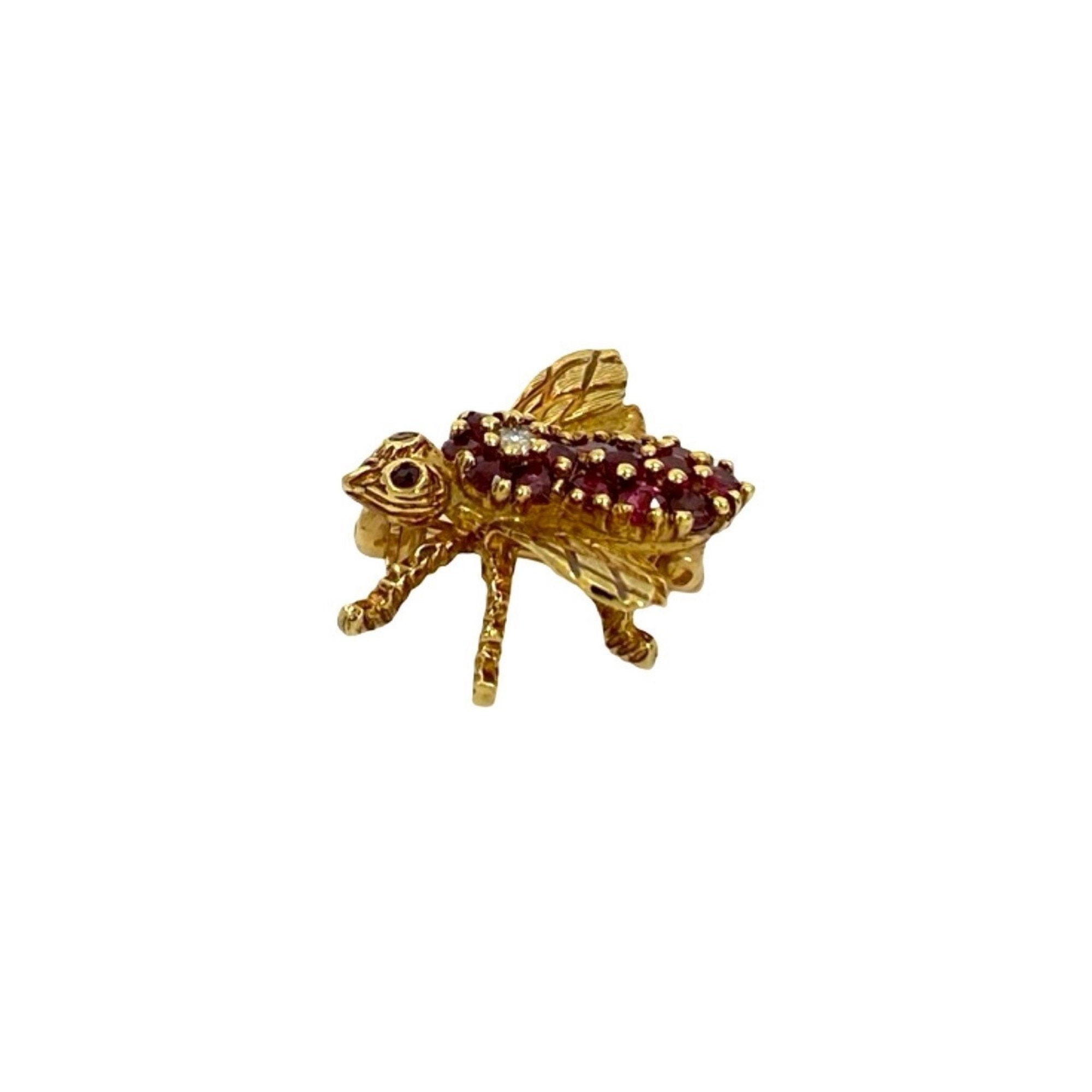 Bee Motif Brooch 18K Yellow Gold and Diamond