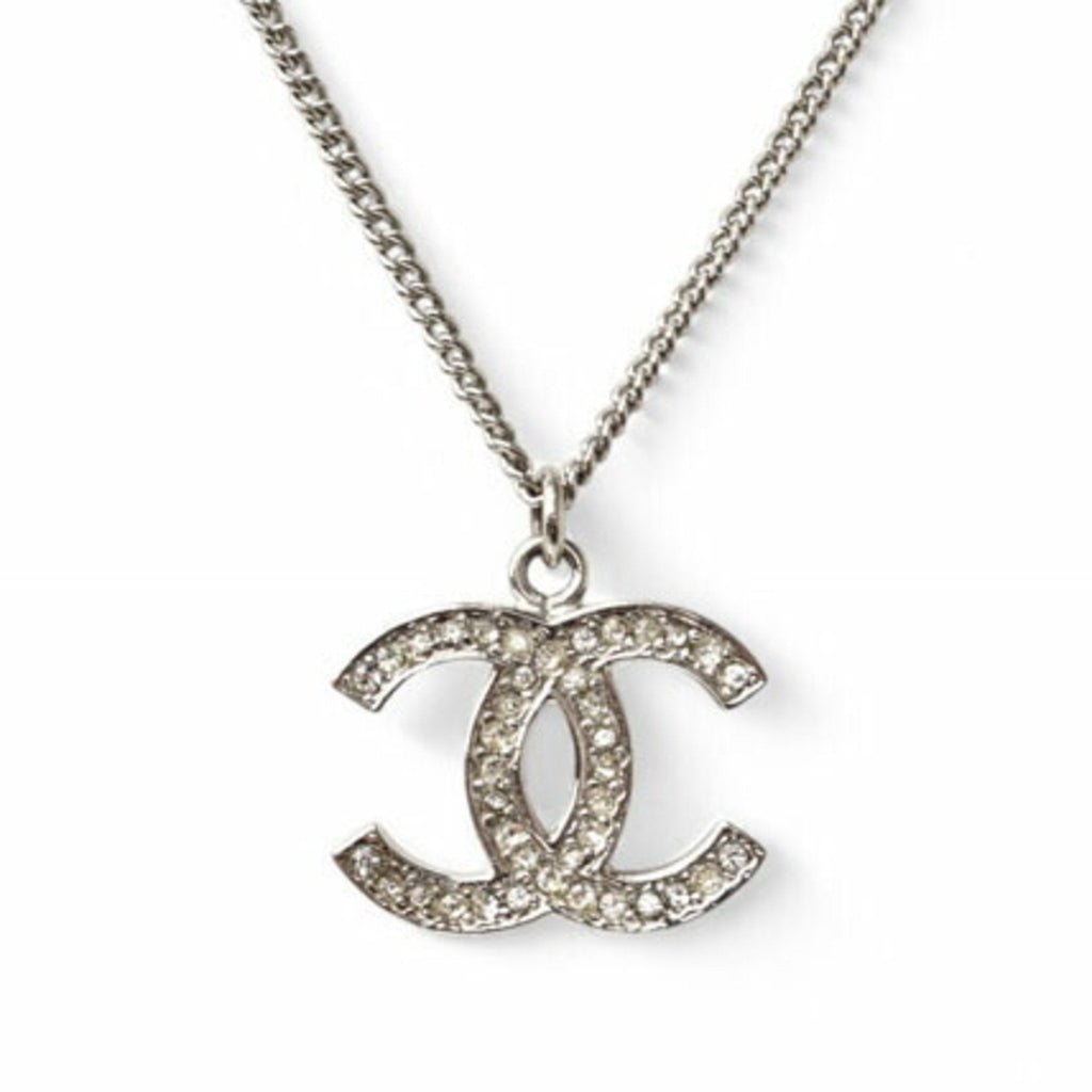 CC Logo Pendant Necklace Silver-Tone Metal