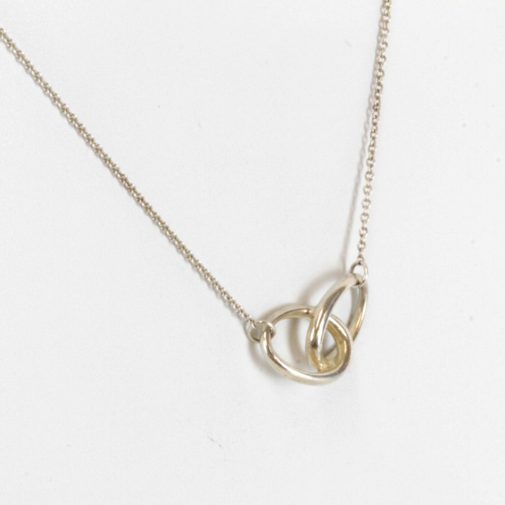 Double Loop Pendant Necklace Sterling Silver