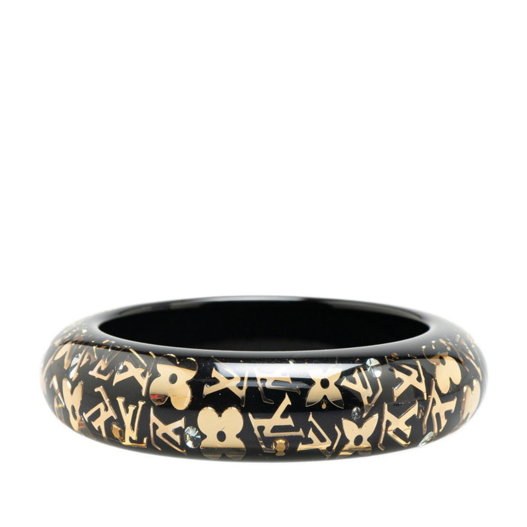 Monogram Bracelet Resin Black and Gold with Swarovski