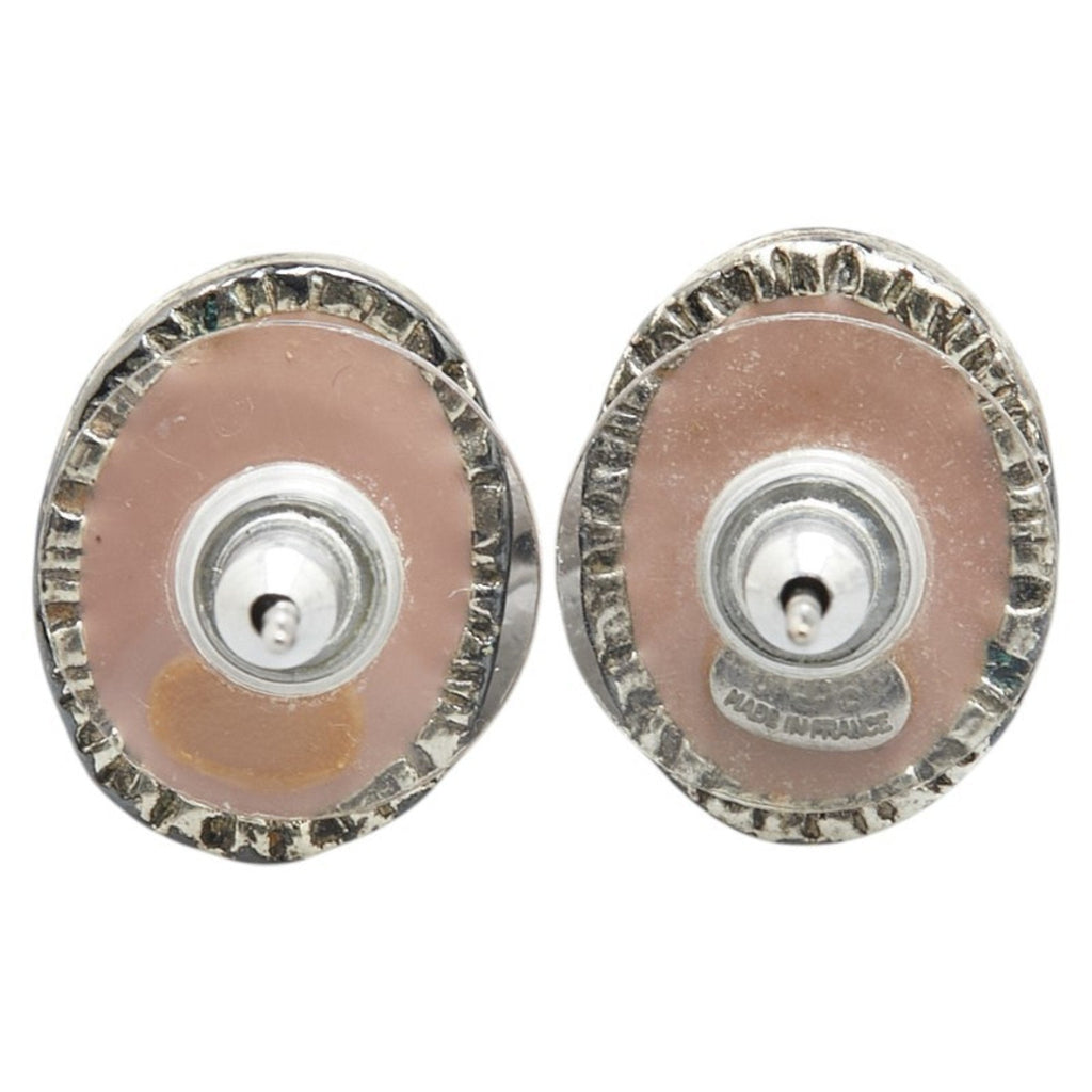 CC Logo Oval Earrings Silver-Tone Metal Silver-Tone Metal