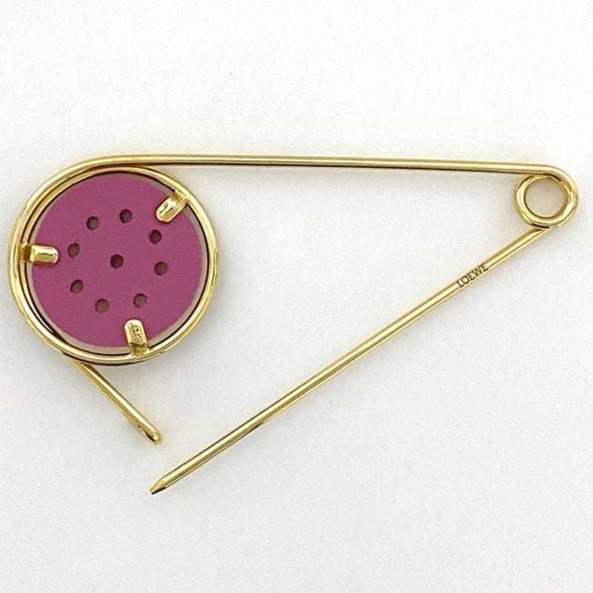 Pin Brooch Leather and Metal Purple