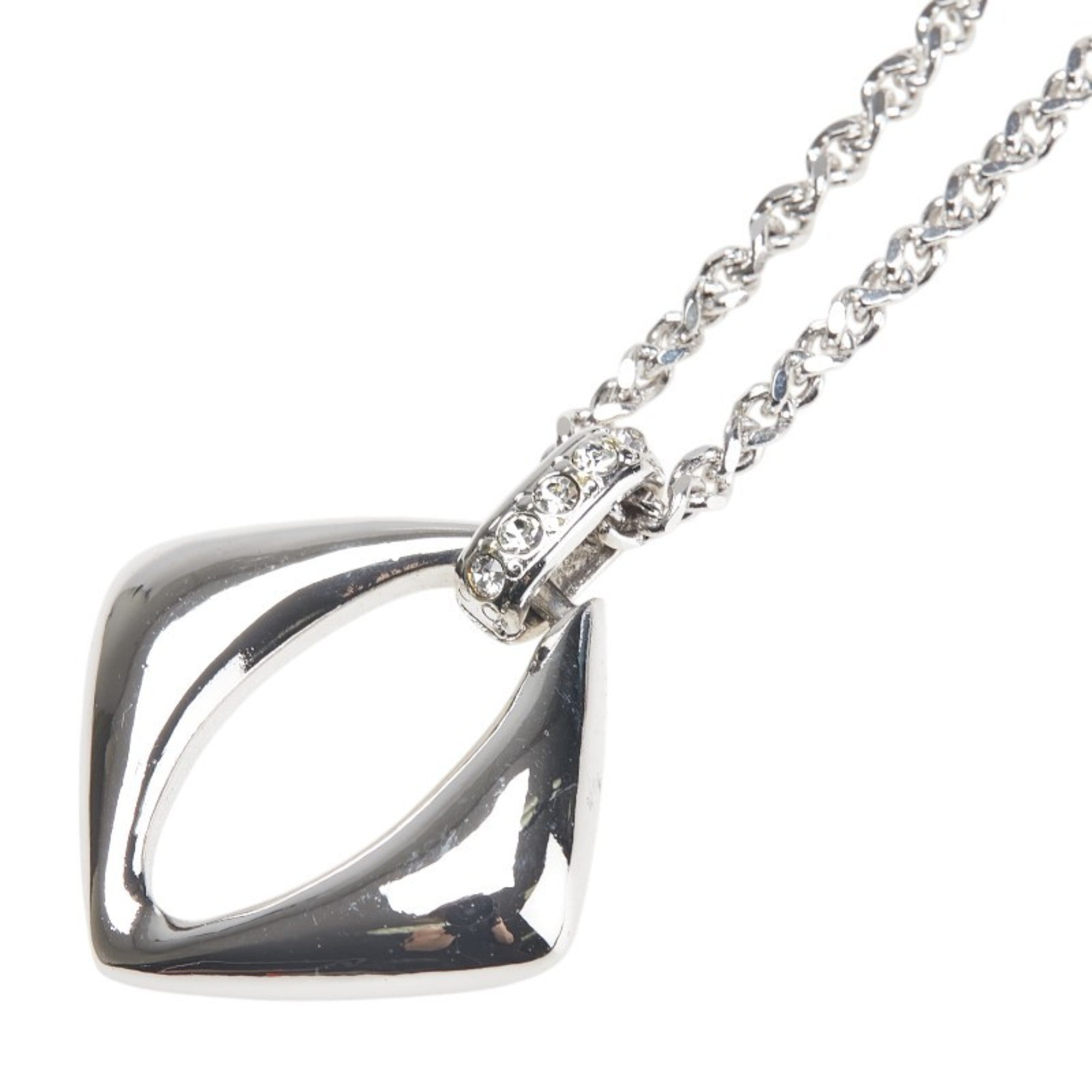 Pendant Necklace Silver Metal with Rhinestone