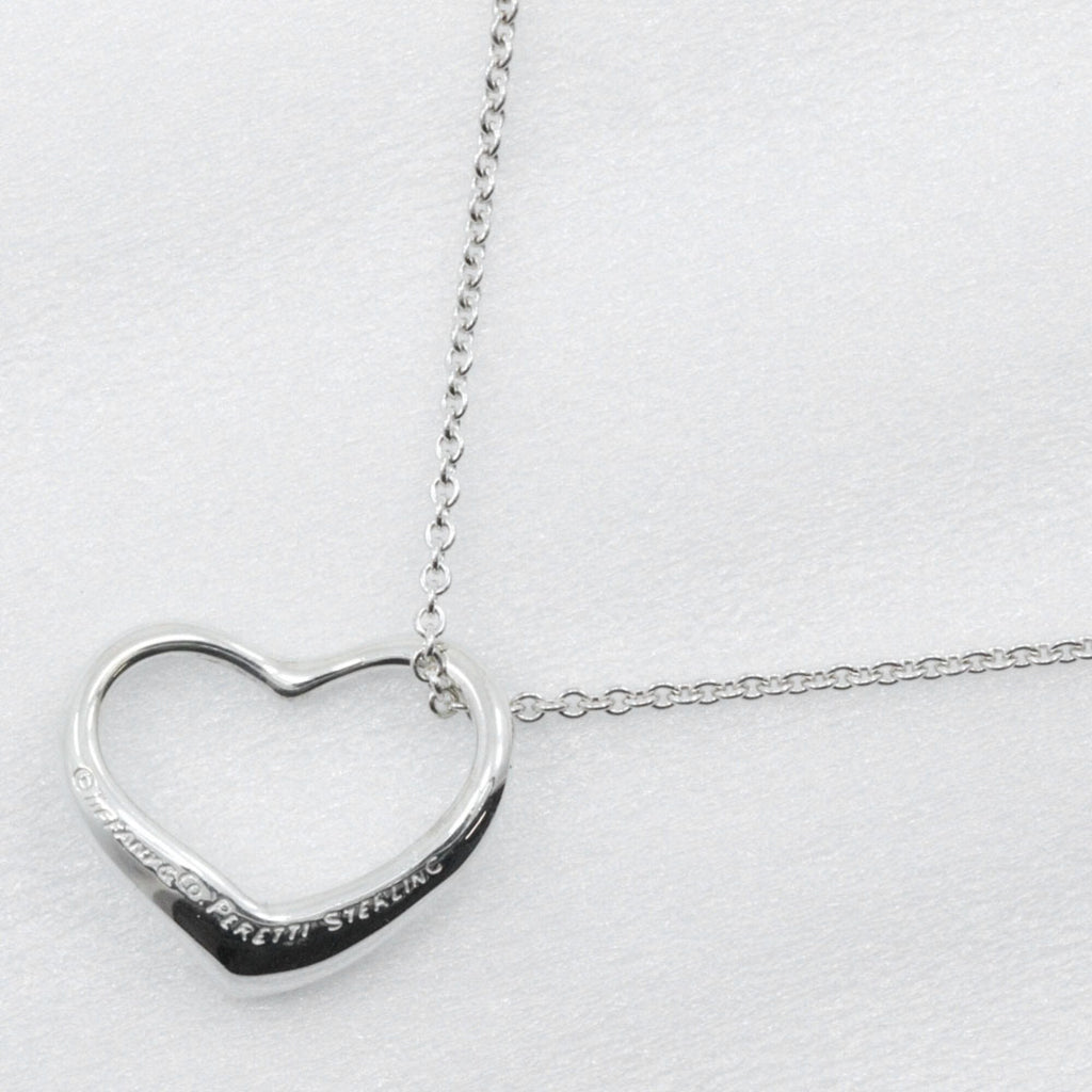 Open Heart Pendant Necklace Sterling Silver 21mm