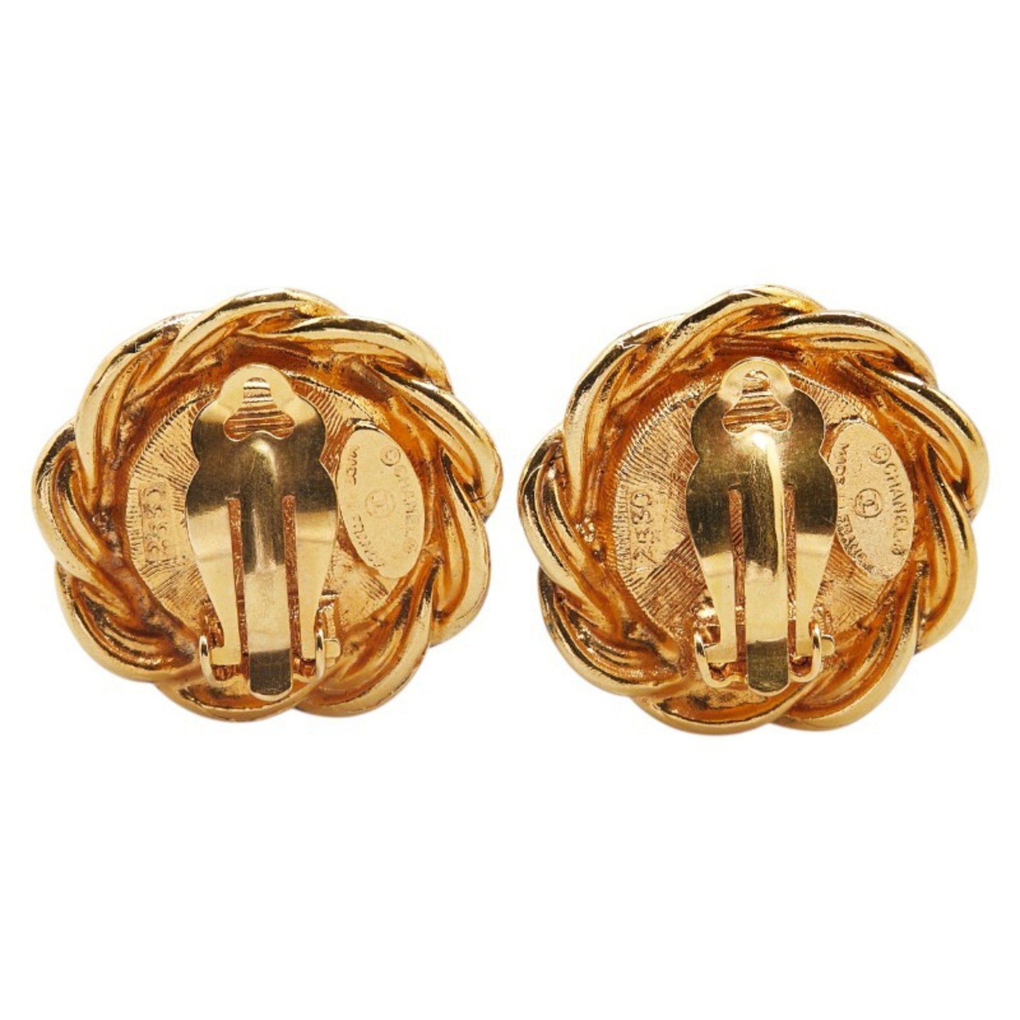 Vintage Clip-On Earrings Pearl Clip-On Gold-Tone Metal
