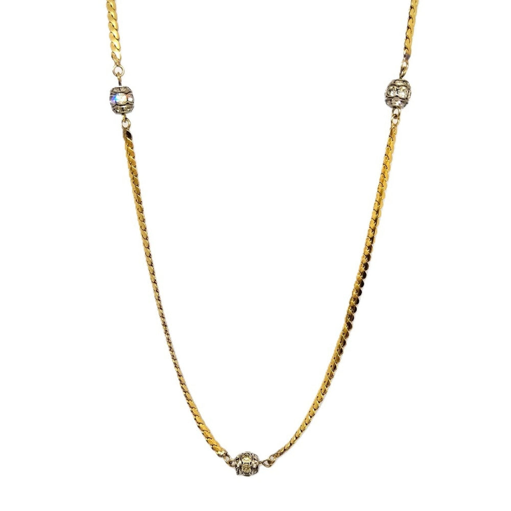 Pendant Necklace Gold Rhinestone