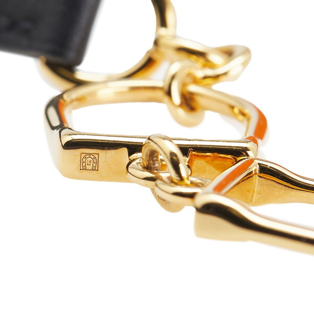 Etrier Bracelet Leather and Gold Plated Black and Gold
