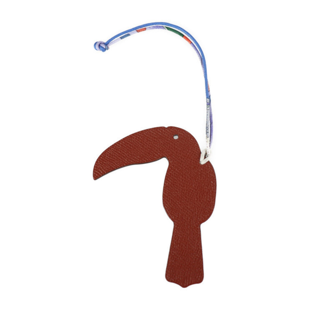 Charm Togo Leather Brown and Navy Handbag Charm