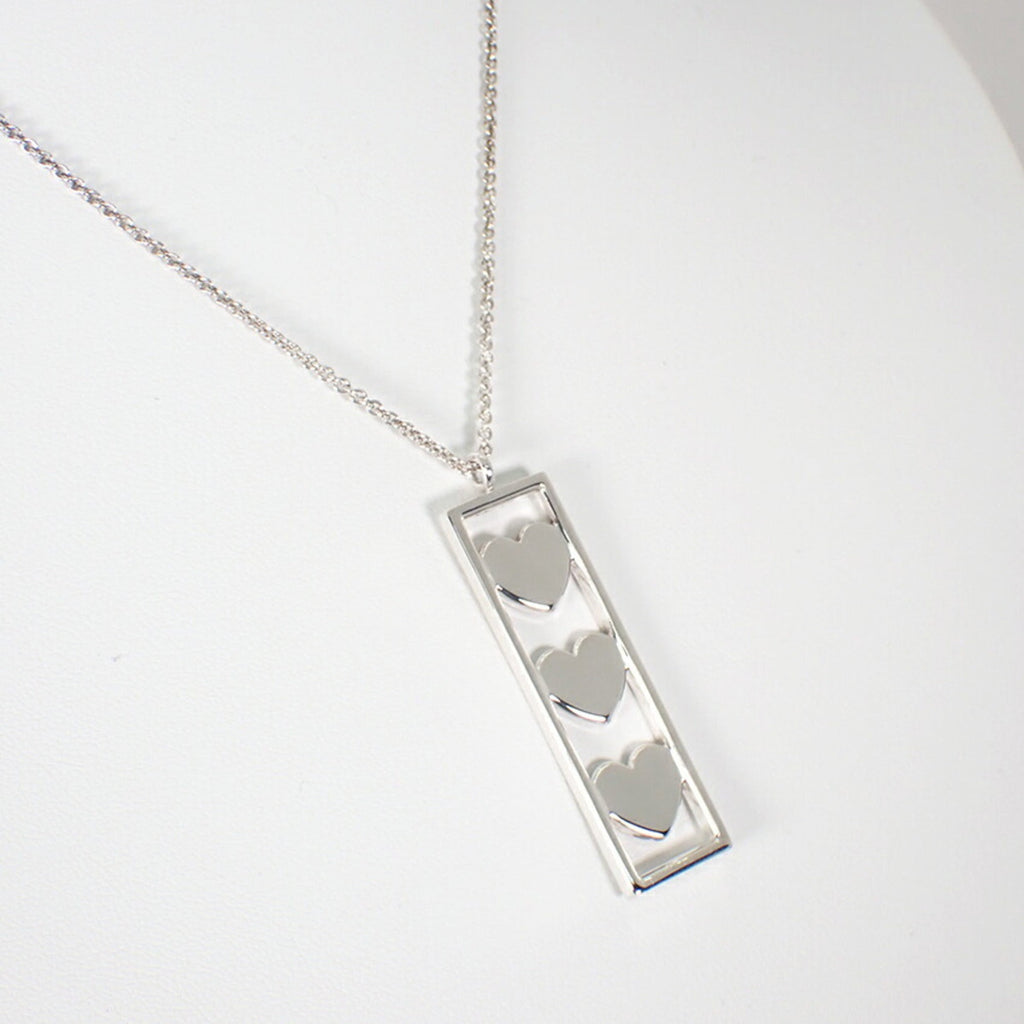 Triple Heart Pendant Necklace Sterling Silver