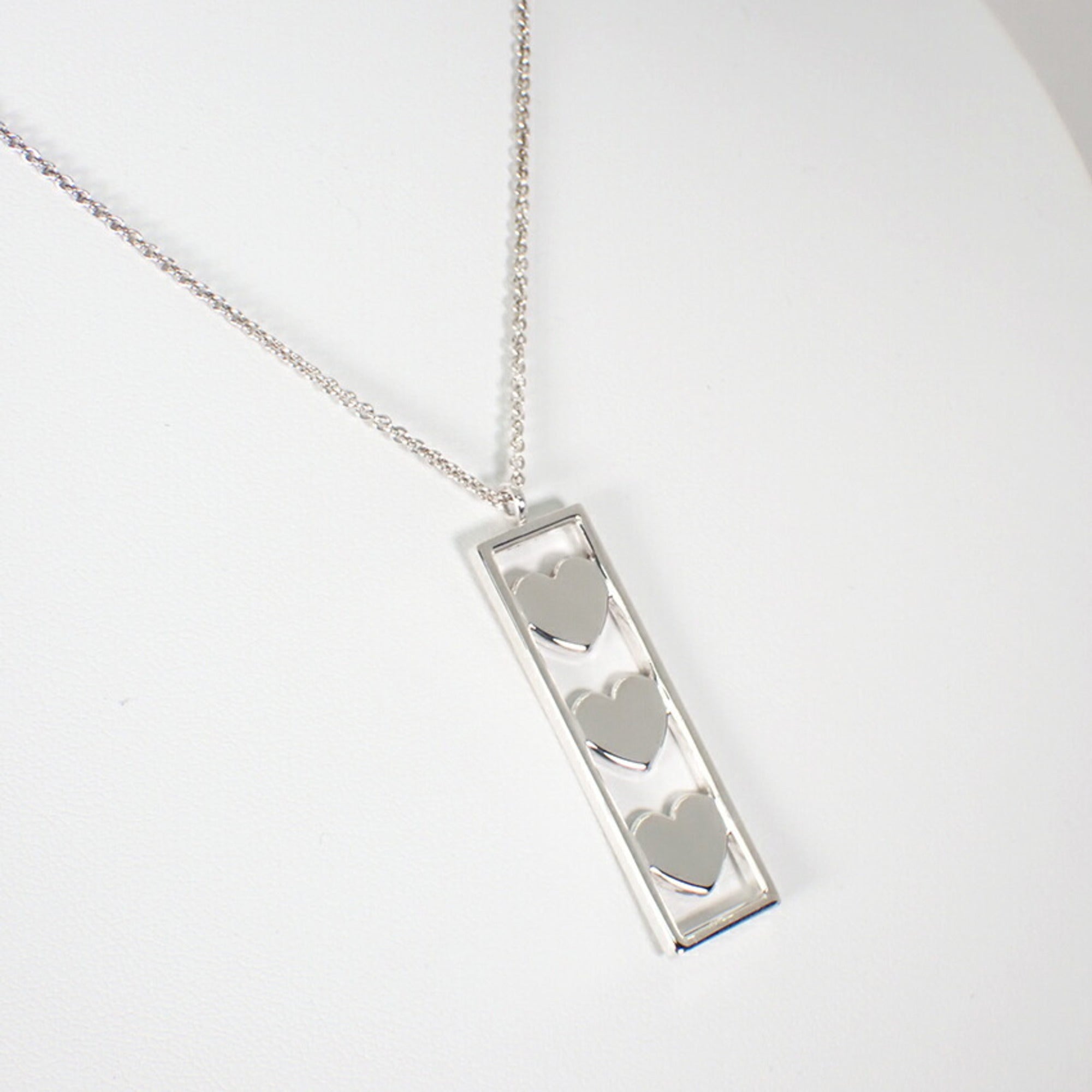 Triple Heart Pendant Necklace Sterling Silver