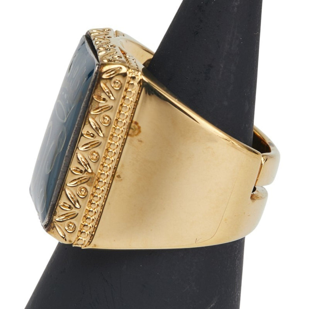 Crown Motif Ring Blue and Gold Plated
