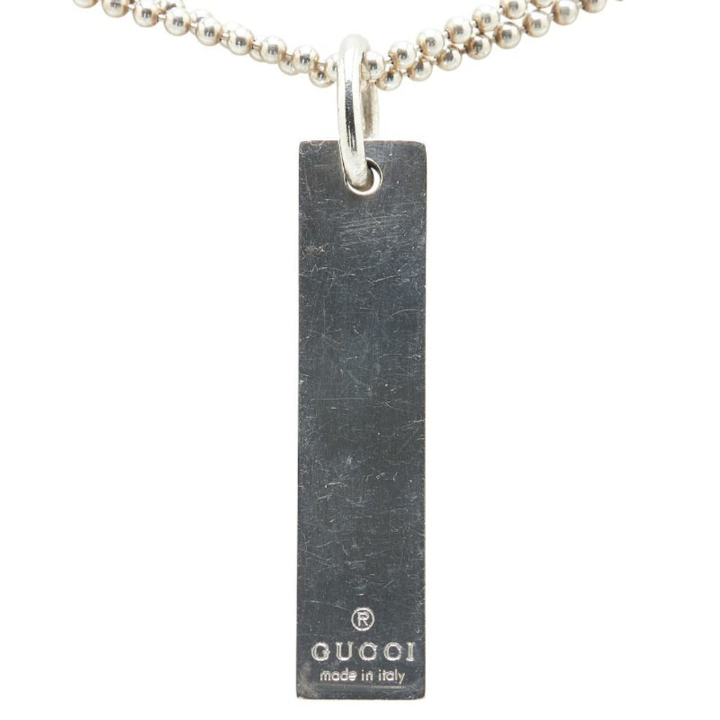 Plate Double Ball Chain Pendant Necklace Sterling Silver