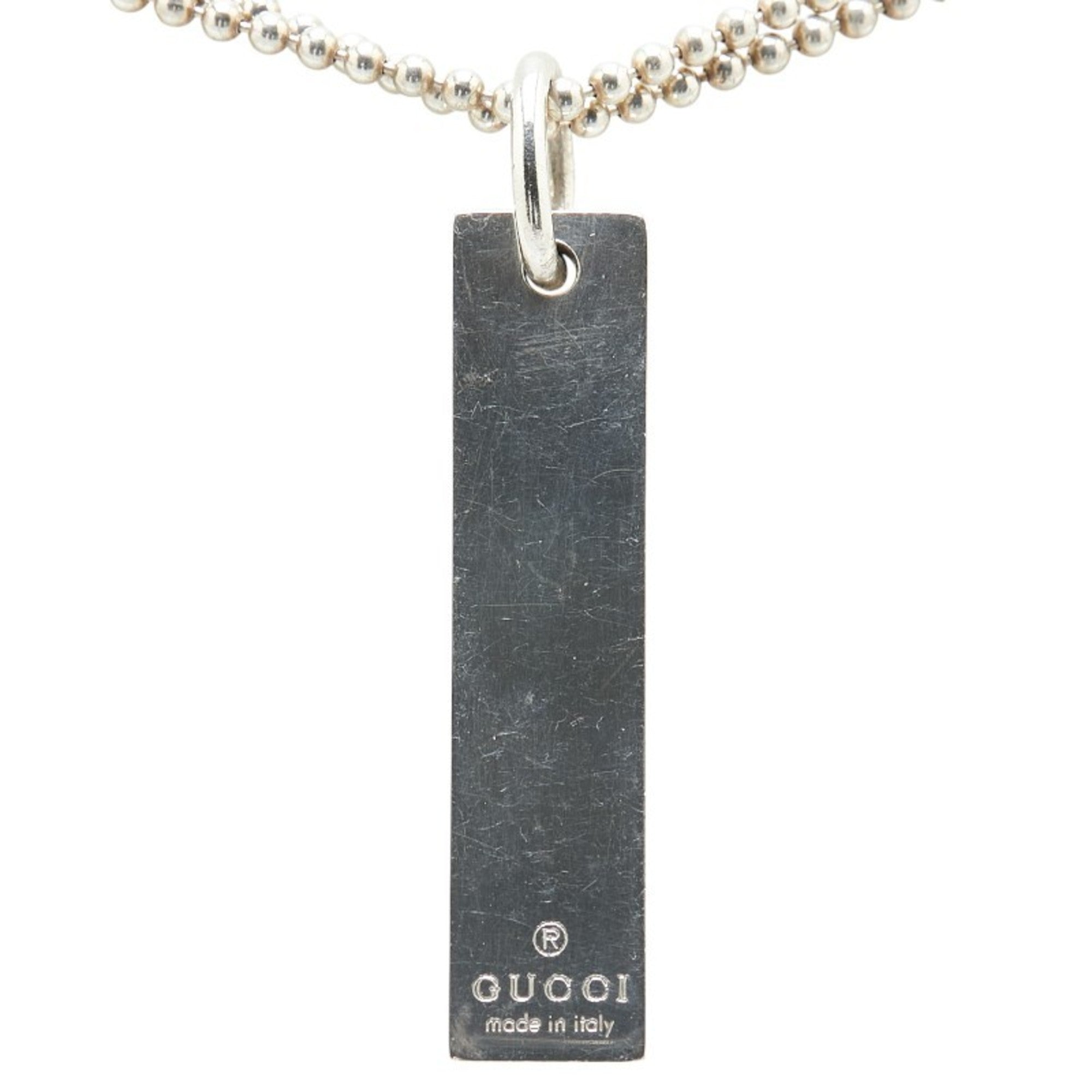 Plate Double Ball Chain Pendant Necklace Sterling Silver