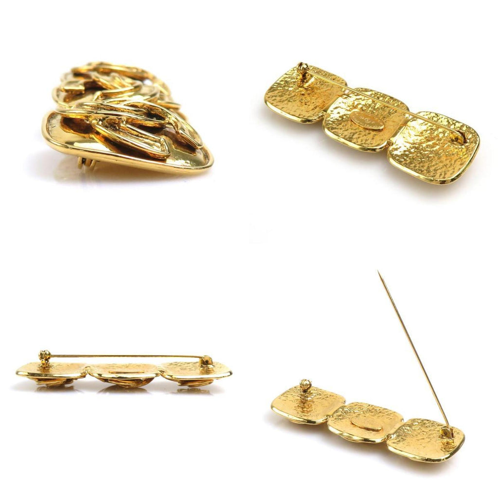CC Logo Brooch Gold-Tone Metal