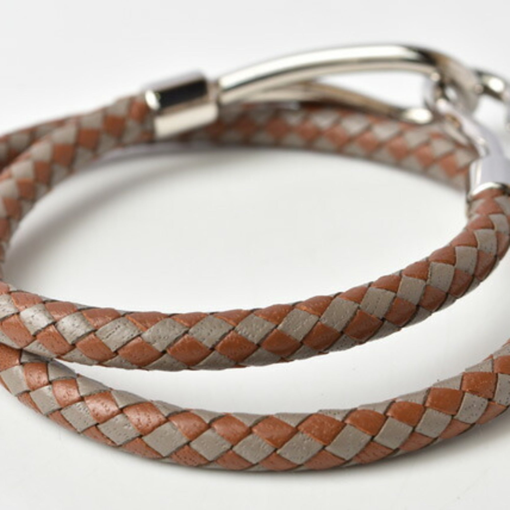 Bangle Leather Brown and Gray Bracelet