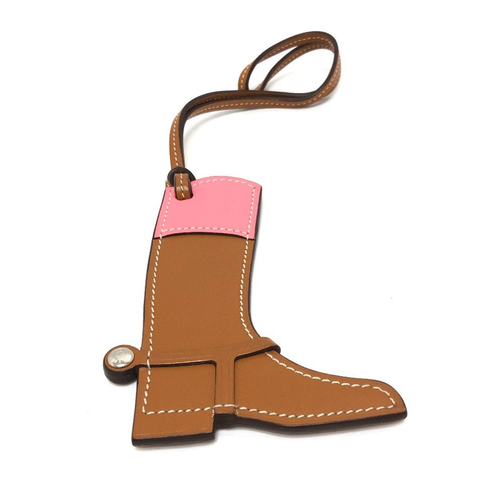 Charm Leather Brown Handbag Charm