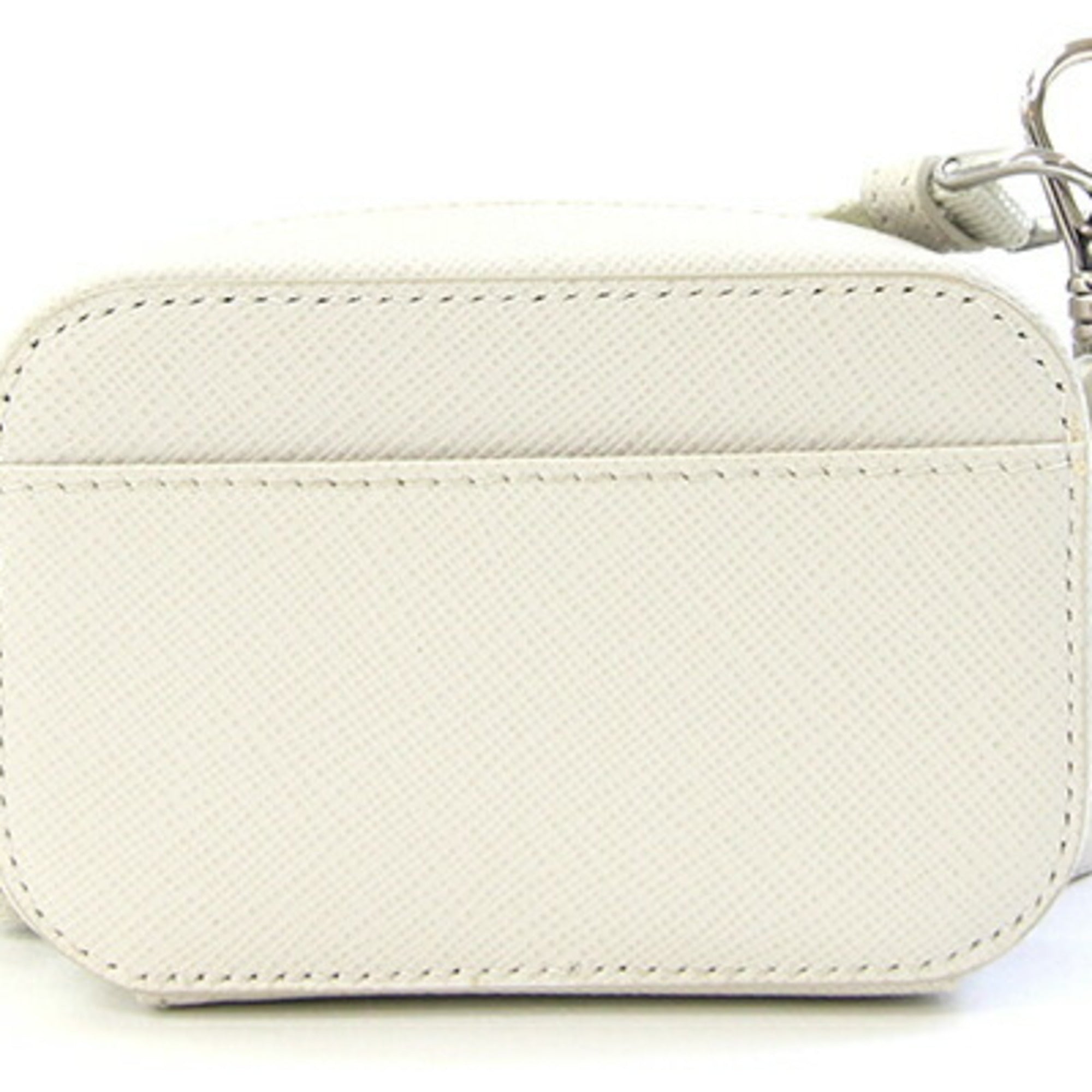 Triangle Double Zip Pouch Bag with Chain Saffiano Leather Mini