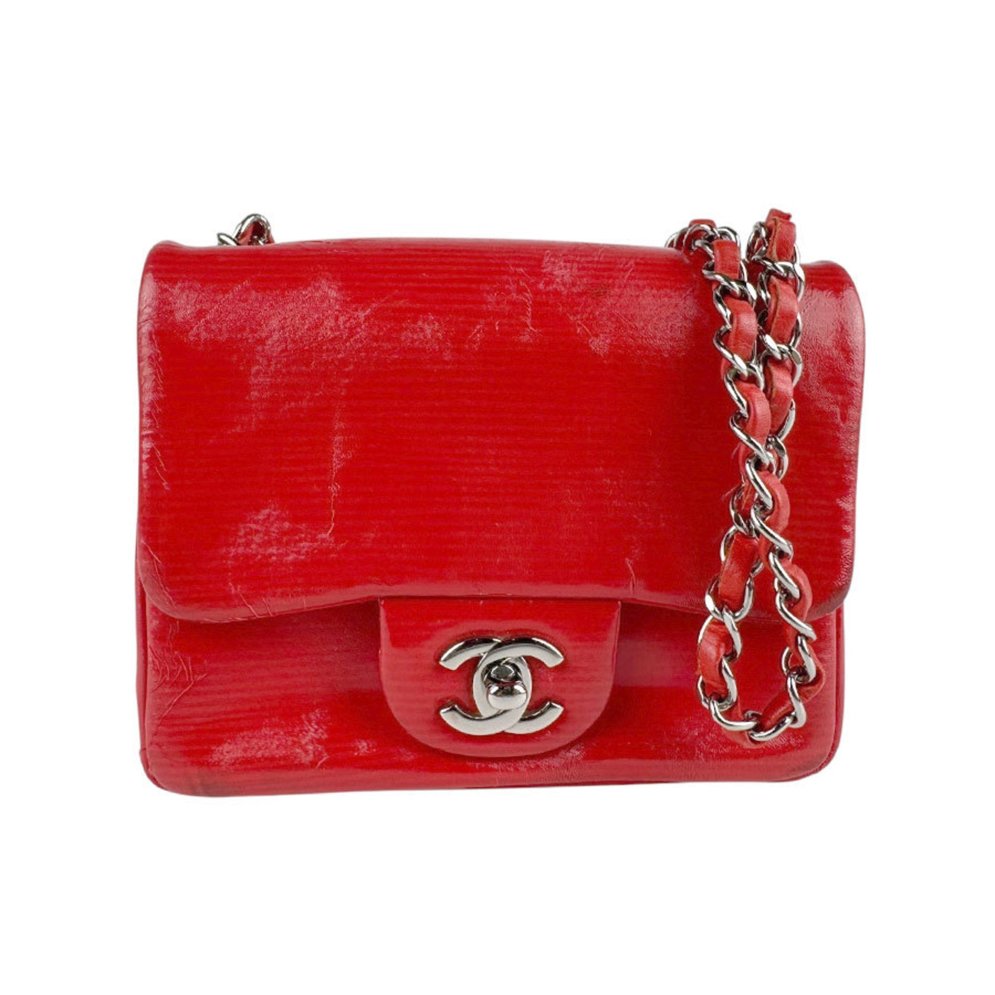 Square Classic Single Flap Bag Python Mini