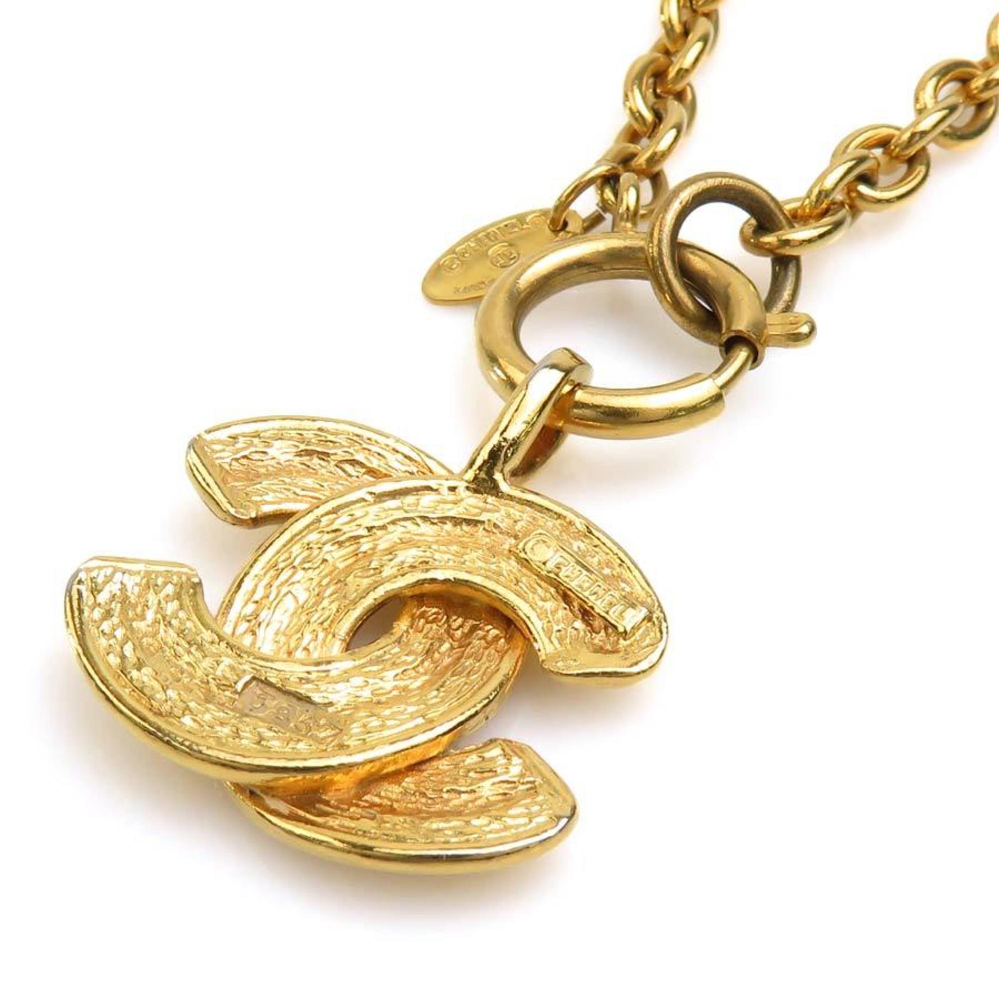 CC Logo Pendant Necklace Gold-Tone Metal