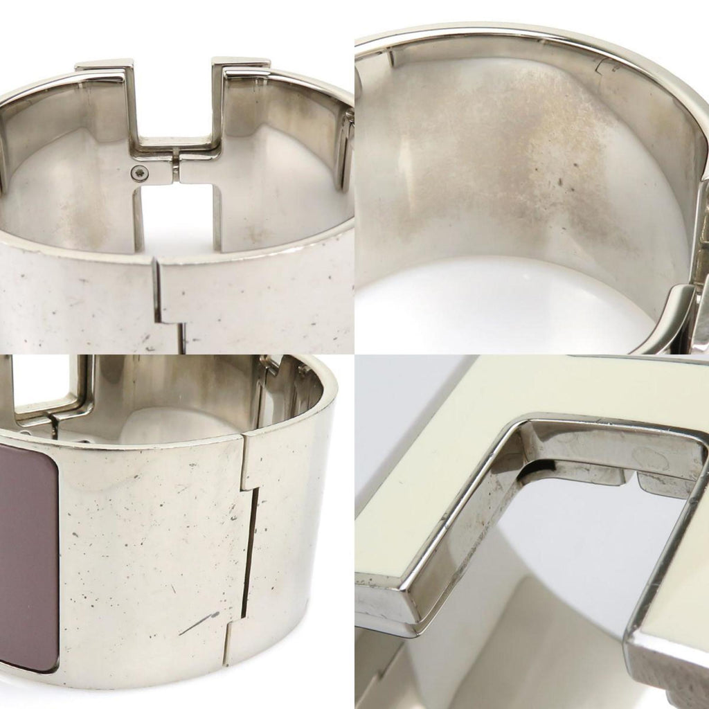 Bracelet Enamel and Metal Off-White Purple Gray Silver