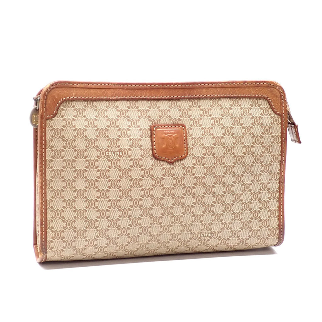 Vintage Saddle Flap Shoulder Bag Macadam Coated Canvas Small