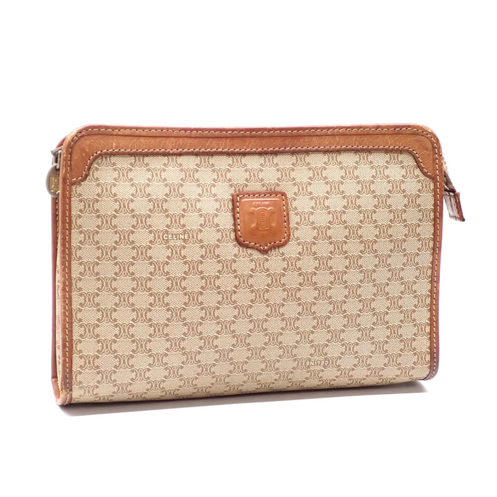 Vintage Saddle Flap Shoulder Bag Macadam Coated Canvas Small
