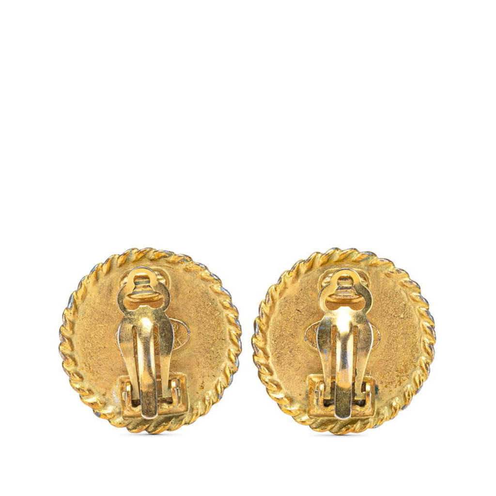 CC Logo Round Clip-On Earrings Gold-Tone Metal Gold-Tone Metal