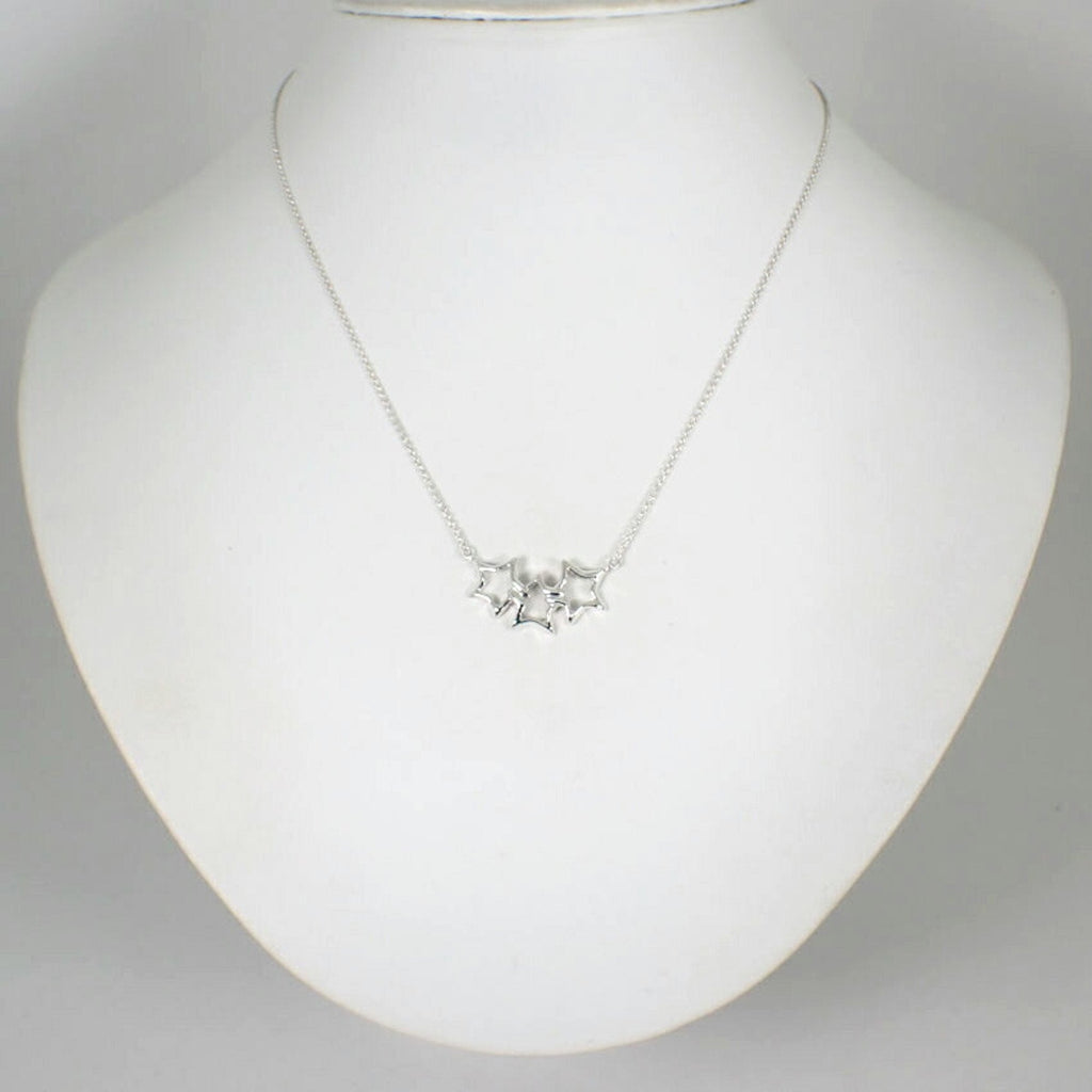Triple Star Pendant Necklace Sterling Silver