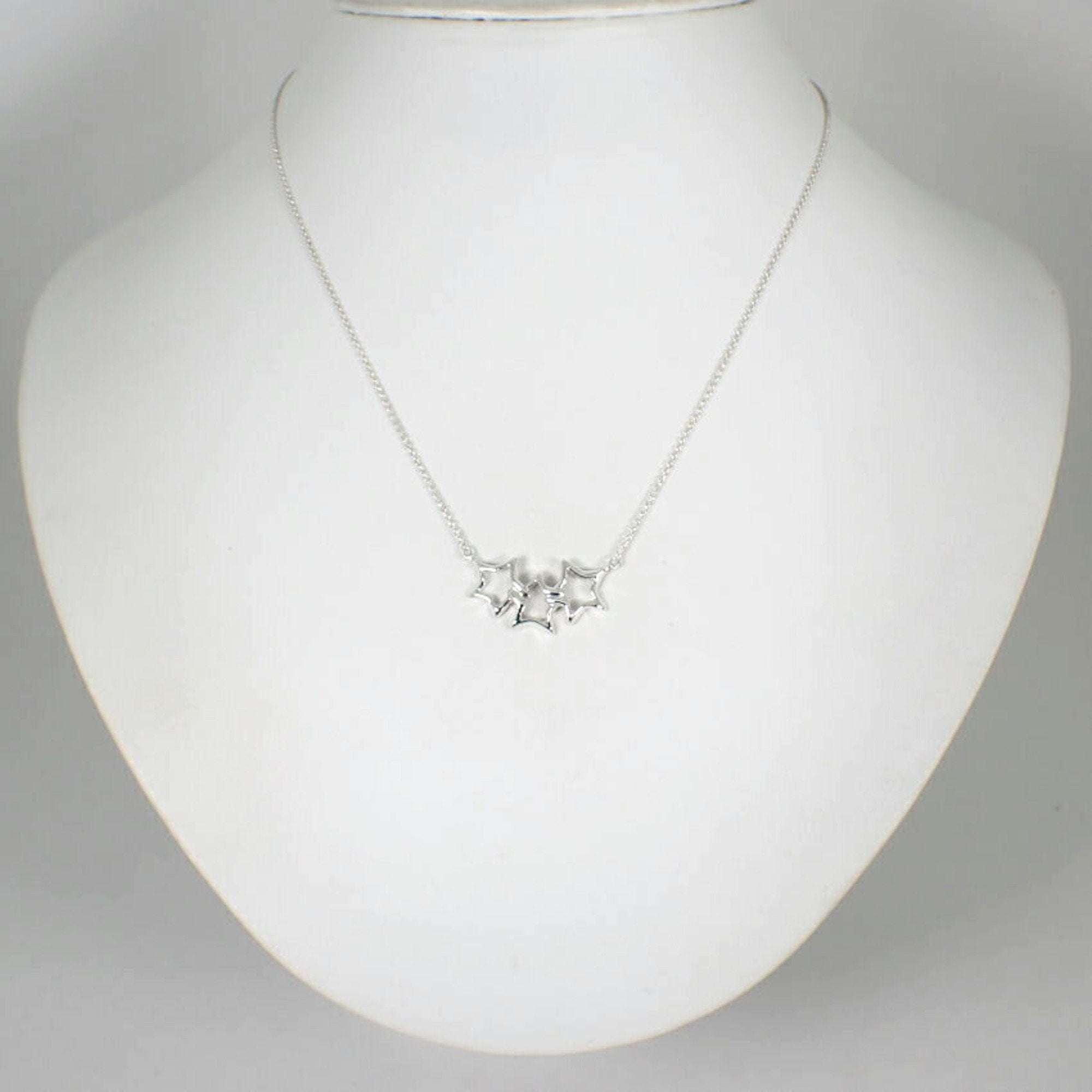 Triple Star Pendant Necklace Sterling Silver