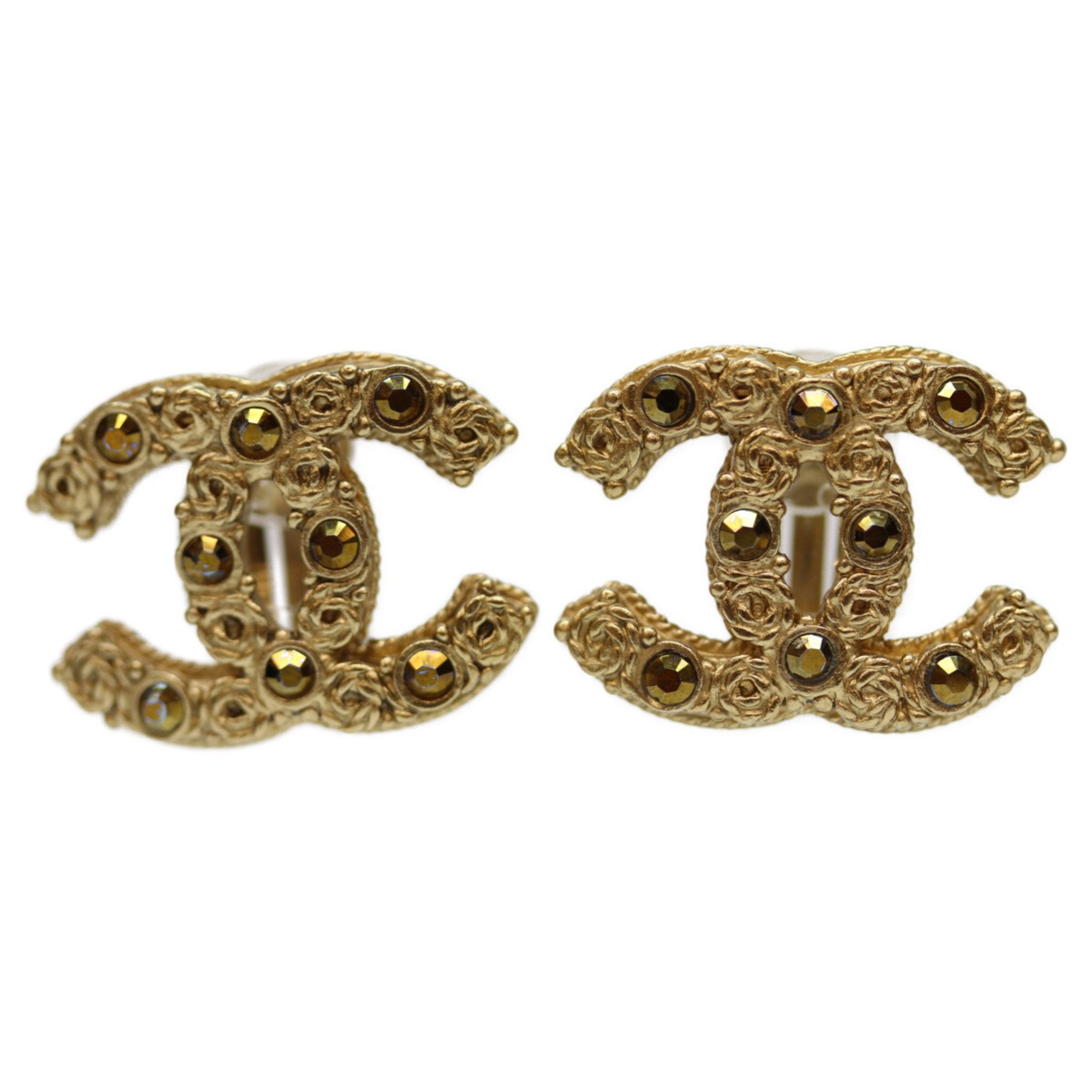 CC Logo Clip-On Earrings Gold-Tone Metal Gold-Tone Metal