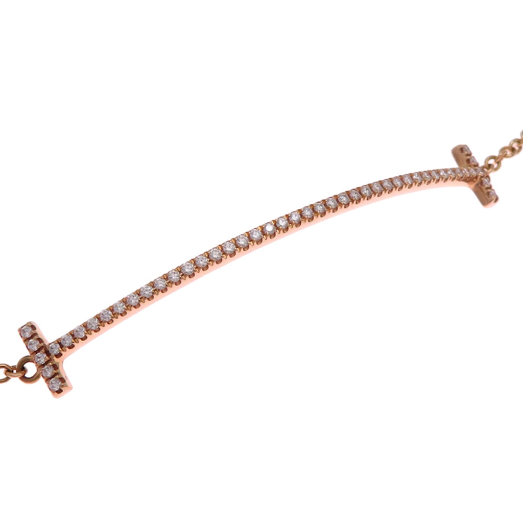 T Smile Pendant Necklace 18K Rose Gold with Diamonds