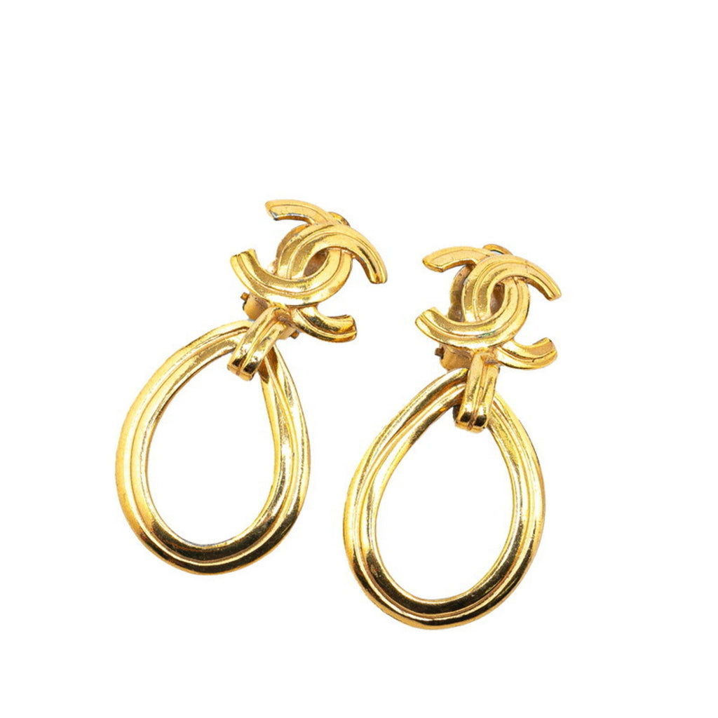 CC Logo Clip-On Earrings Metal Gold-Tone Metal
