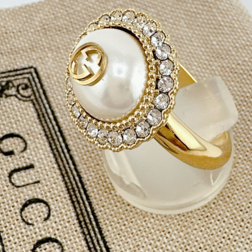 Chain Effect GG S Flower Ring Metal Gold