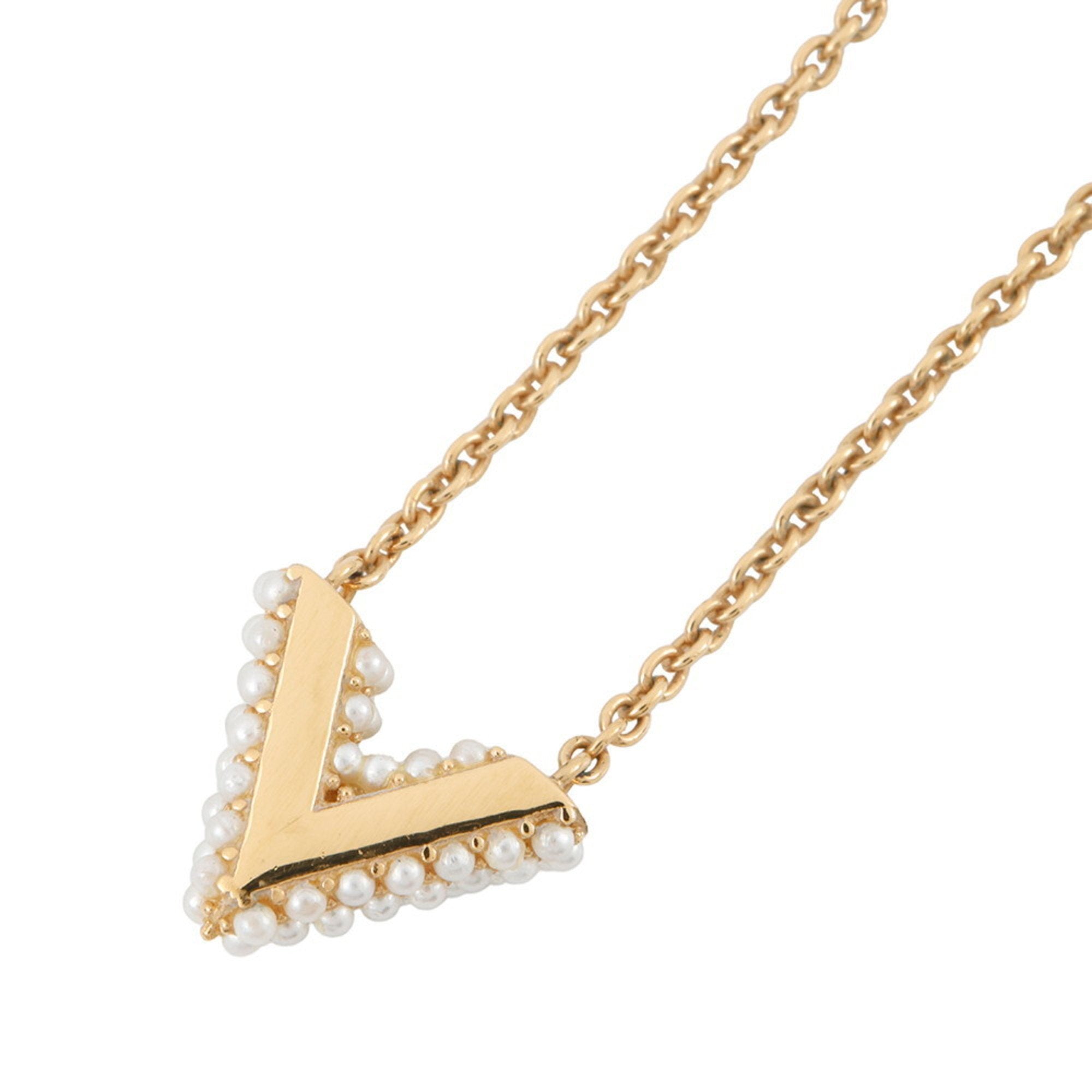 Pendant Necklace Gold Metal with Pearl