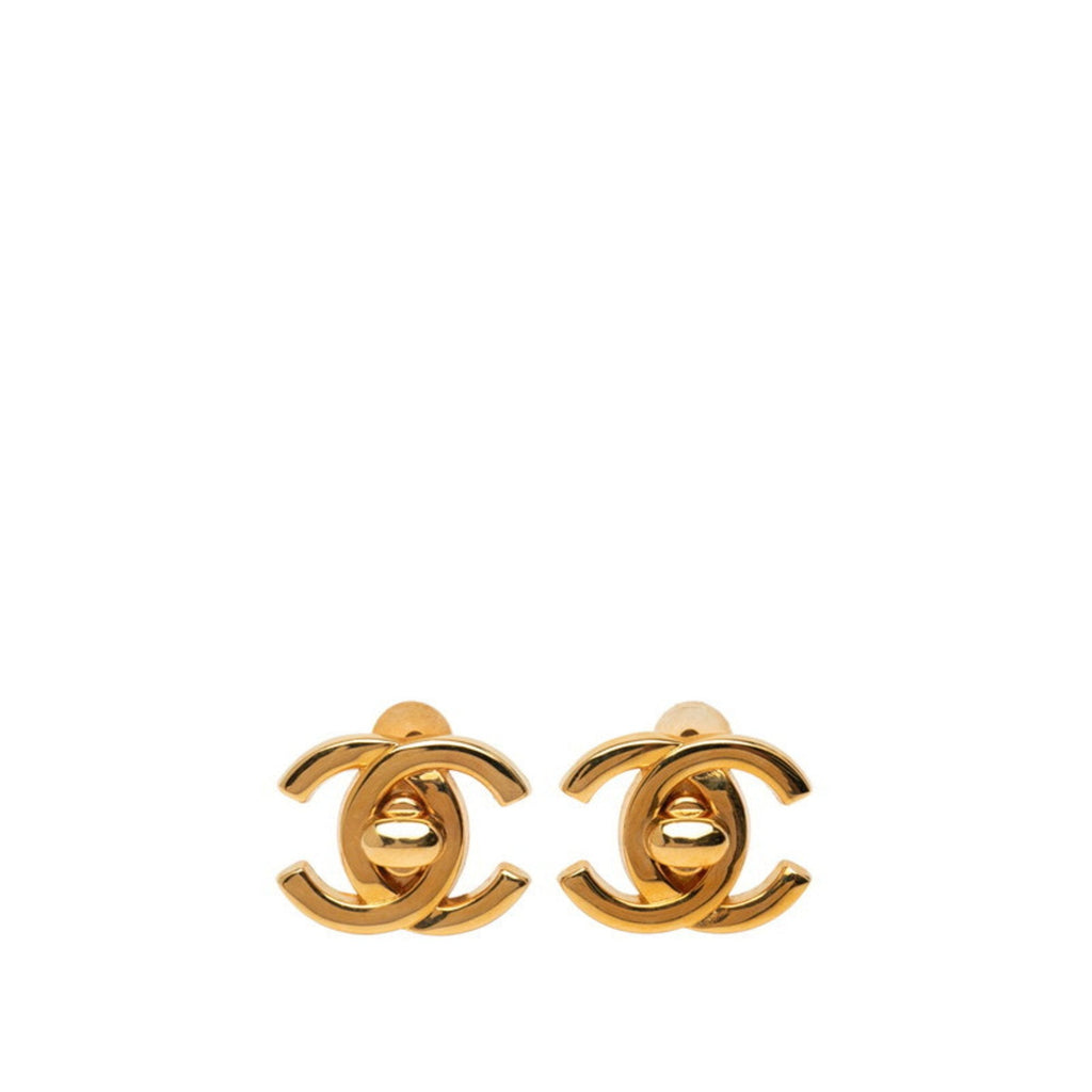 CC Logo Lock Clip-On Earrings Metal