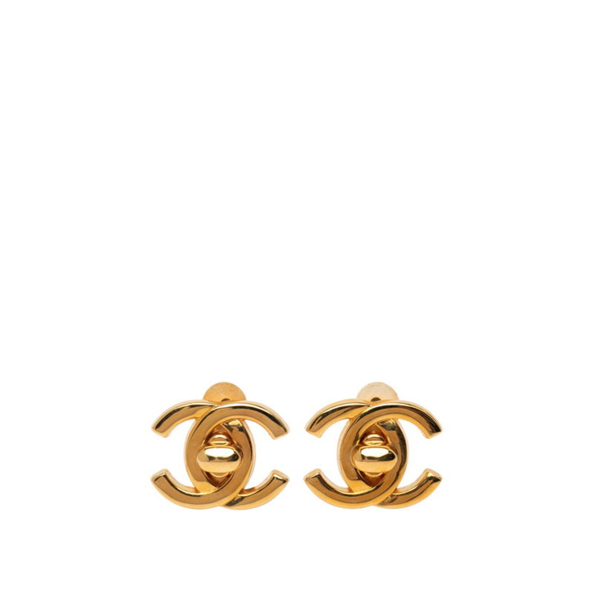 CC Logo Lock Clip-On Earrings Metal