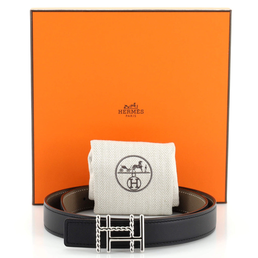 H au Carre Twist Reversible Belt Leather Thin 75